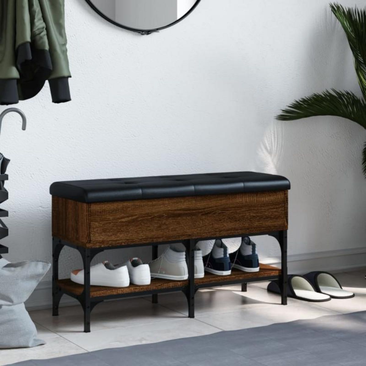VIDAXL Banc à chaussures chêne marron 82x32x45 cm bois d ingénierie