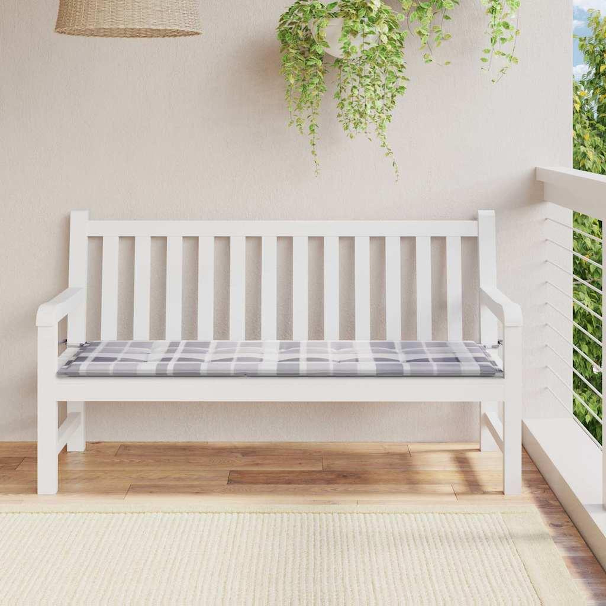VIDAXL Coussin de banc de jardin motif a carreaux gris 150x50x3 cm