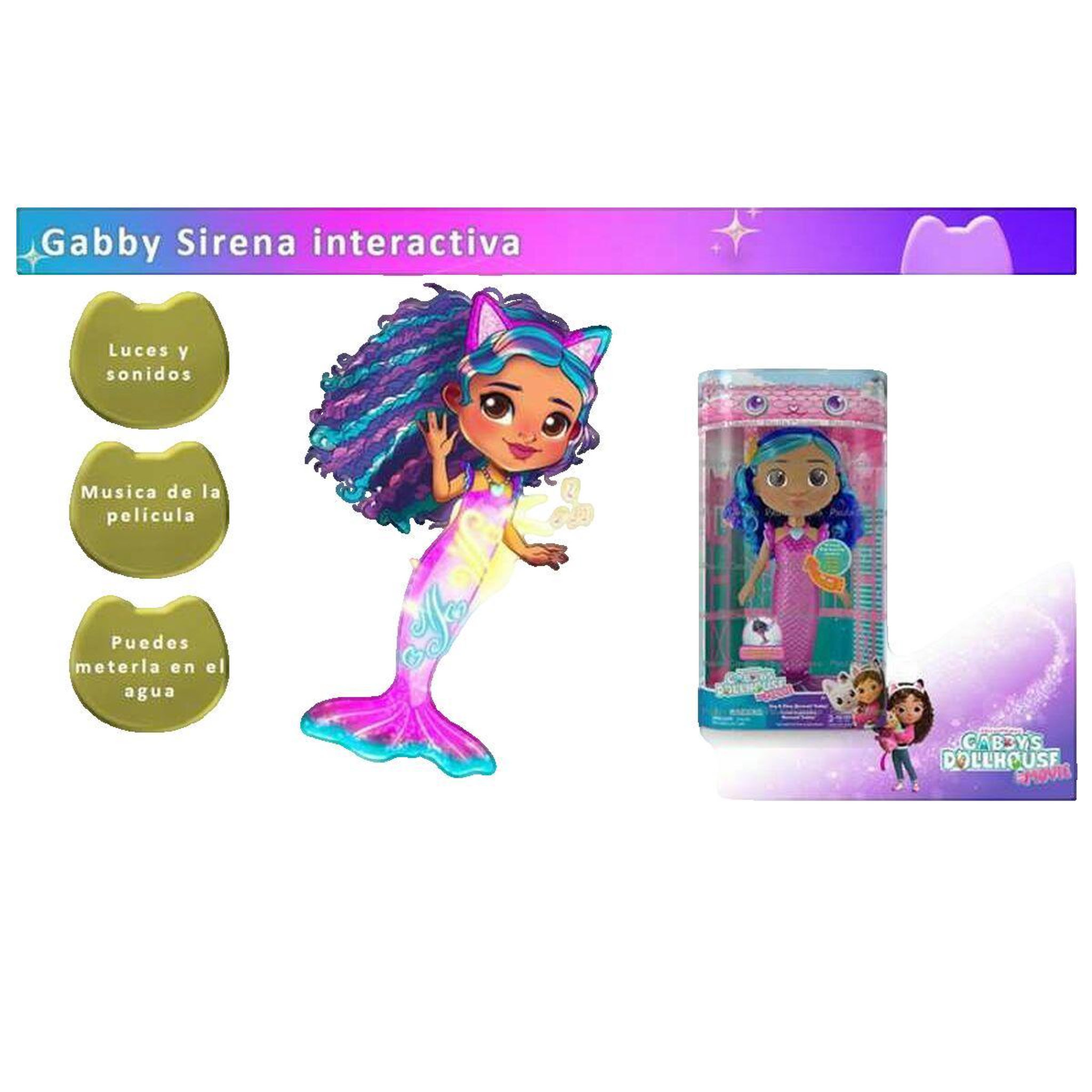 Voir la diapositive 2 : ASTER Poupée Aster Gabby Sirène Illuminer