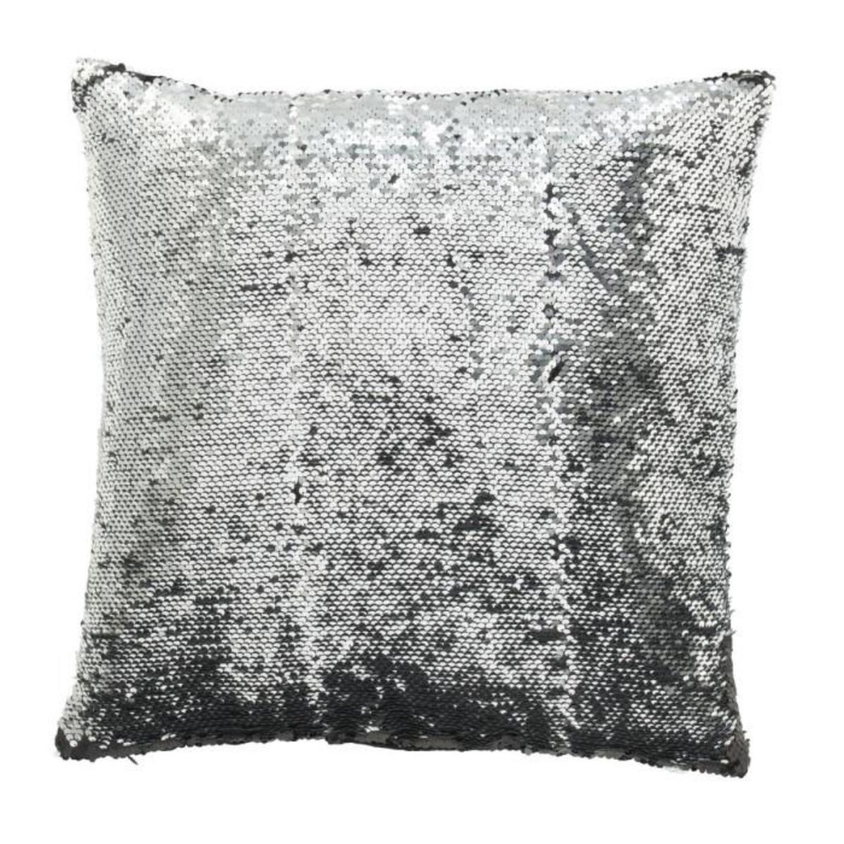 Paris Prix Coussin Déco Réversible  Sequin  45x45cm Noir & Argent