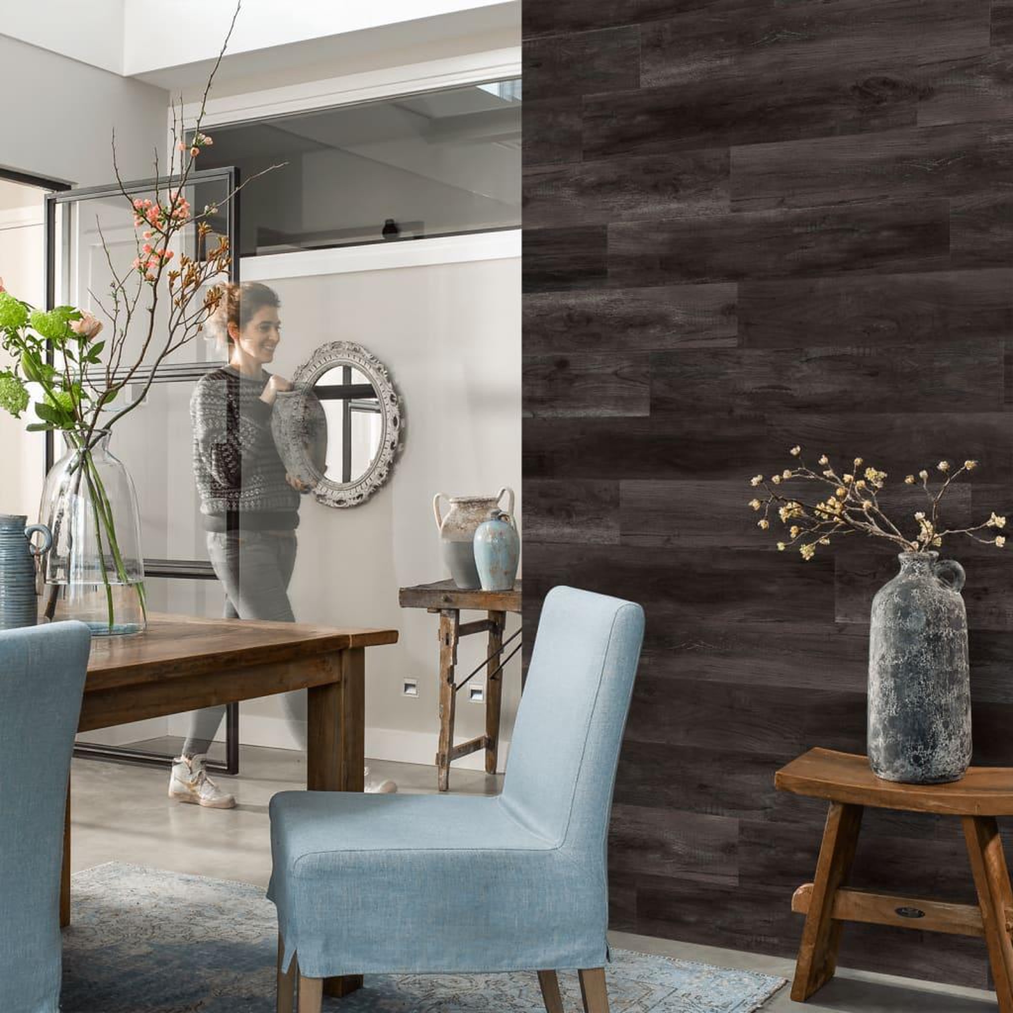 Voir la diapositive 4 : WallArt WallArt Planches d'aspect de bois Noir charbon