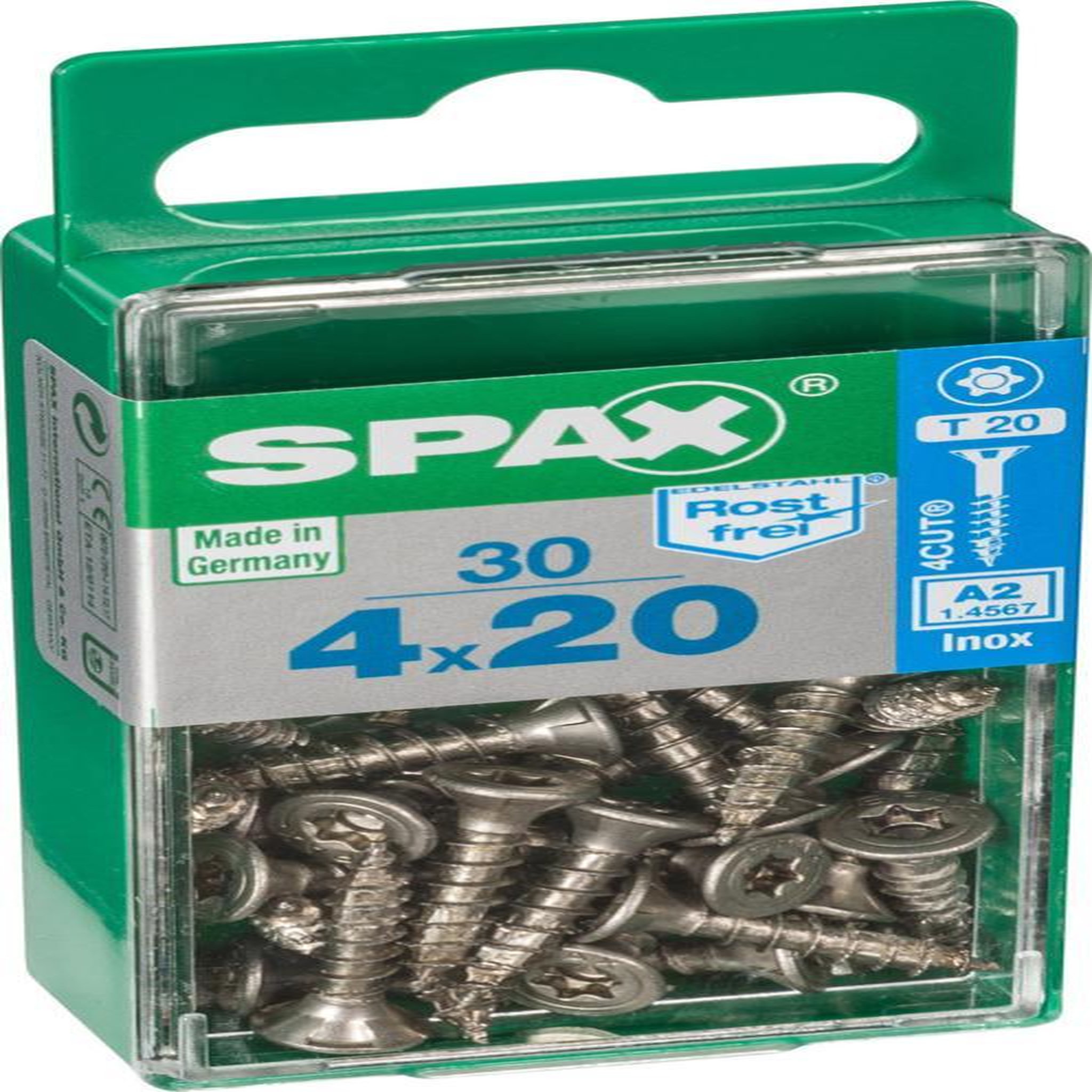 CENTRALE BRICO Lot de 30 vis inox tête fraisée torx SPAX, Diam.4 mm x L.20 mm