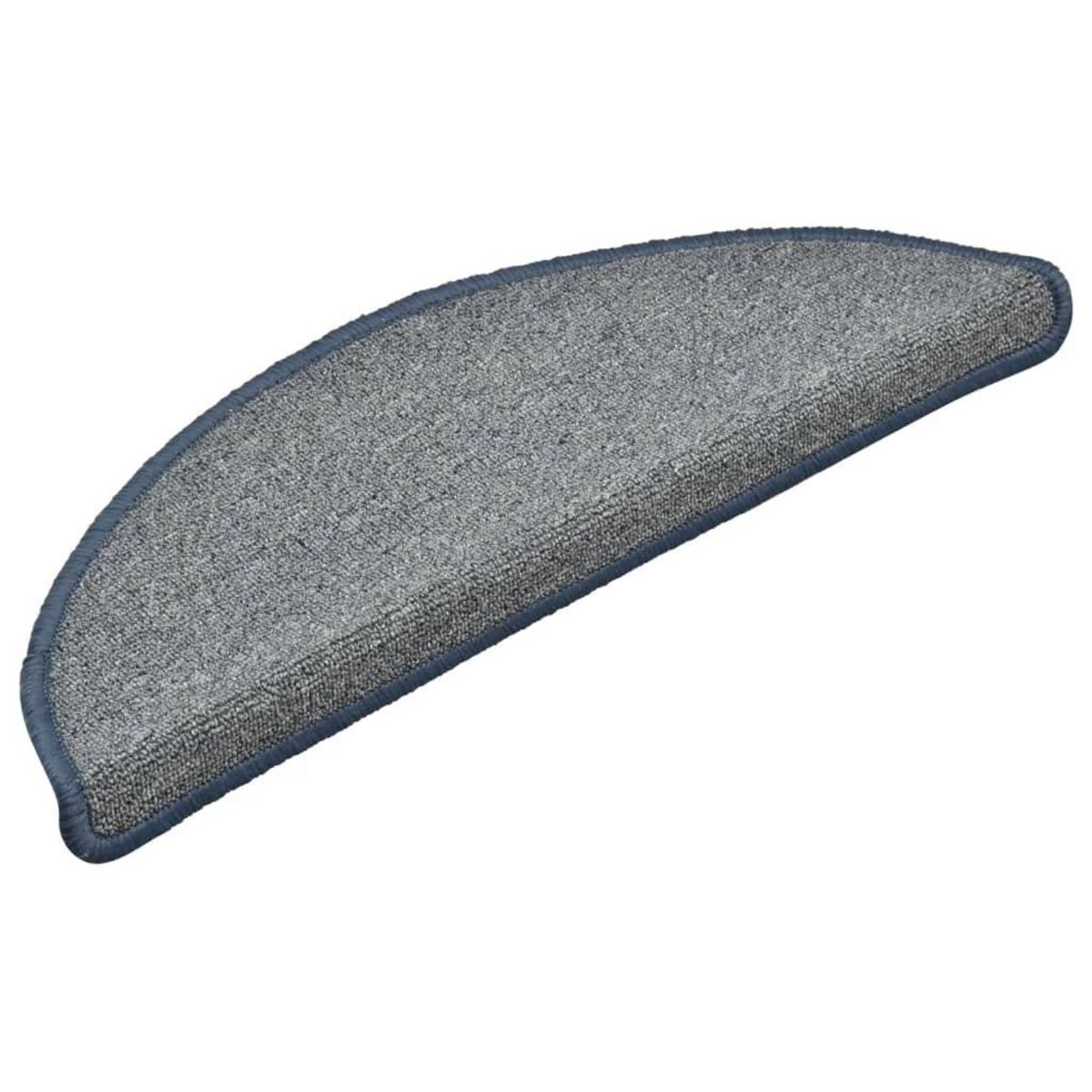 VIDAXL Tapis de marches d'escalier 15 pcs Gris clair et bleu 56x17x3cm