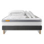 Voir la diapositive 2 : SEPTNUITS Pack matelas + sommier gris 140x190 Memo Zen Mousse à mémoire de forme 5 zones de confort MAXI épaisseur + Couette + 2 oreillers
