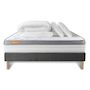Voir la diapositive 2 : SEPTNUITS Pack matelas + sommier gris 140x190 Memo Zen Mousse à mémoire de forme 5 zones de confort MAXI épaisseur + Couette + 2 oreillers