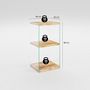 Voir la diapositive 3 : TOILINUX Etagère 3 niveaux en verre et bois clair NIAGARA - Beige