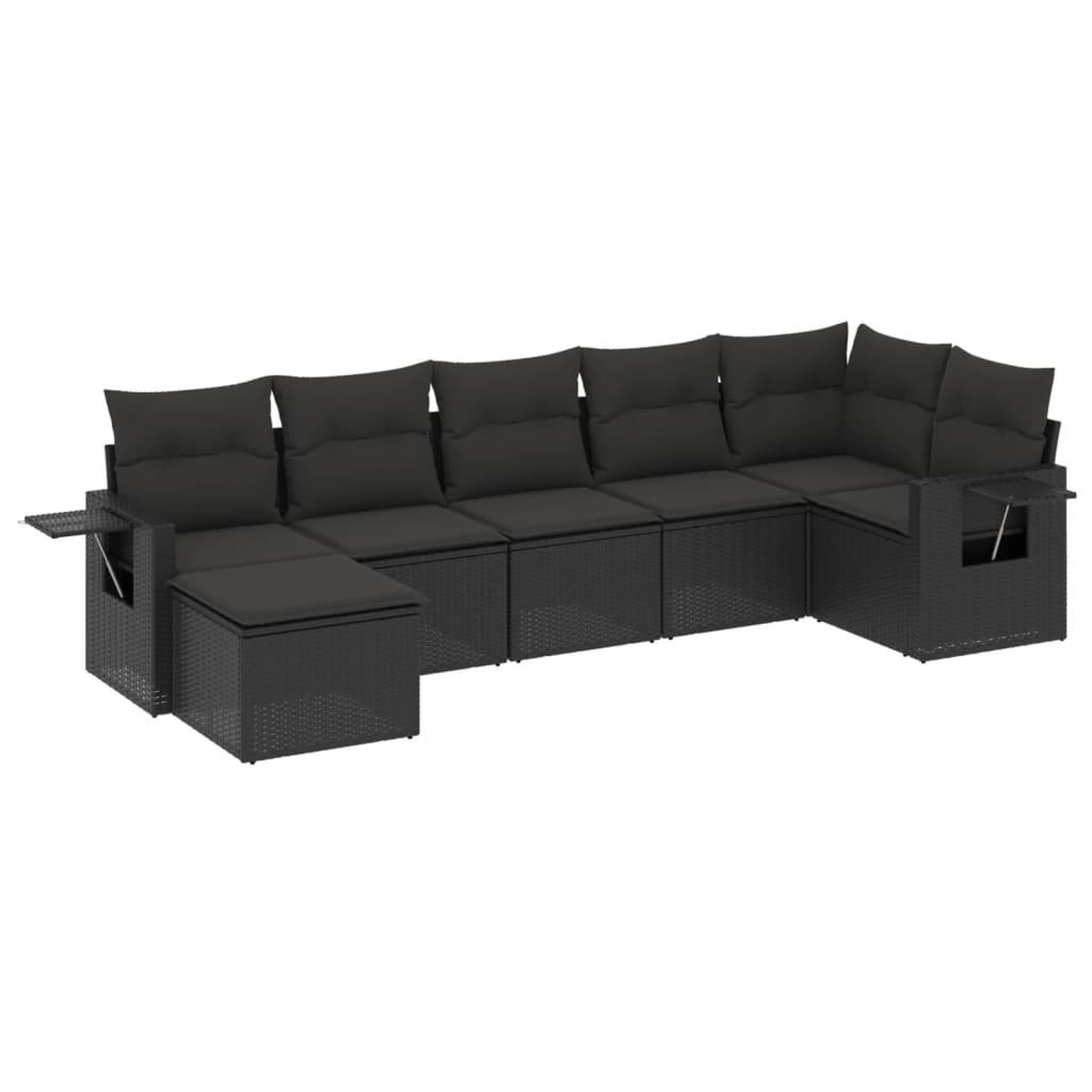 Voir la diapositive 2 : VIDAXL Salon de jardin 7 pcs avec coussins noir resine tressee