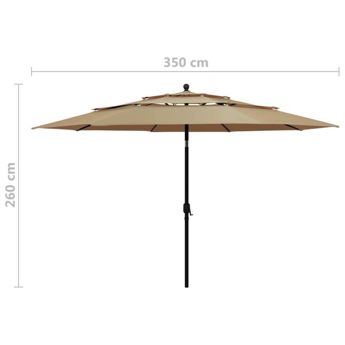 VIDAXL Parasol de jardin a 3 niveaux avec mat en aluminium taupe 3,5 m