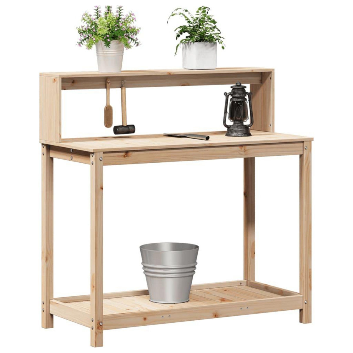 VIDAXL Table de rempotage et etageres 108x50x109,5 cm bois massif pin
