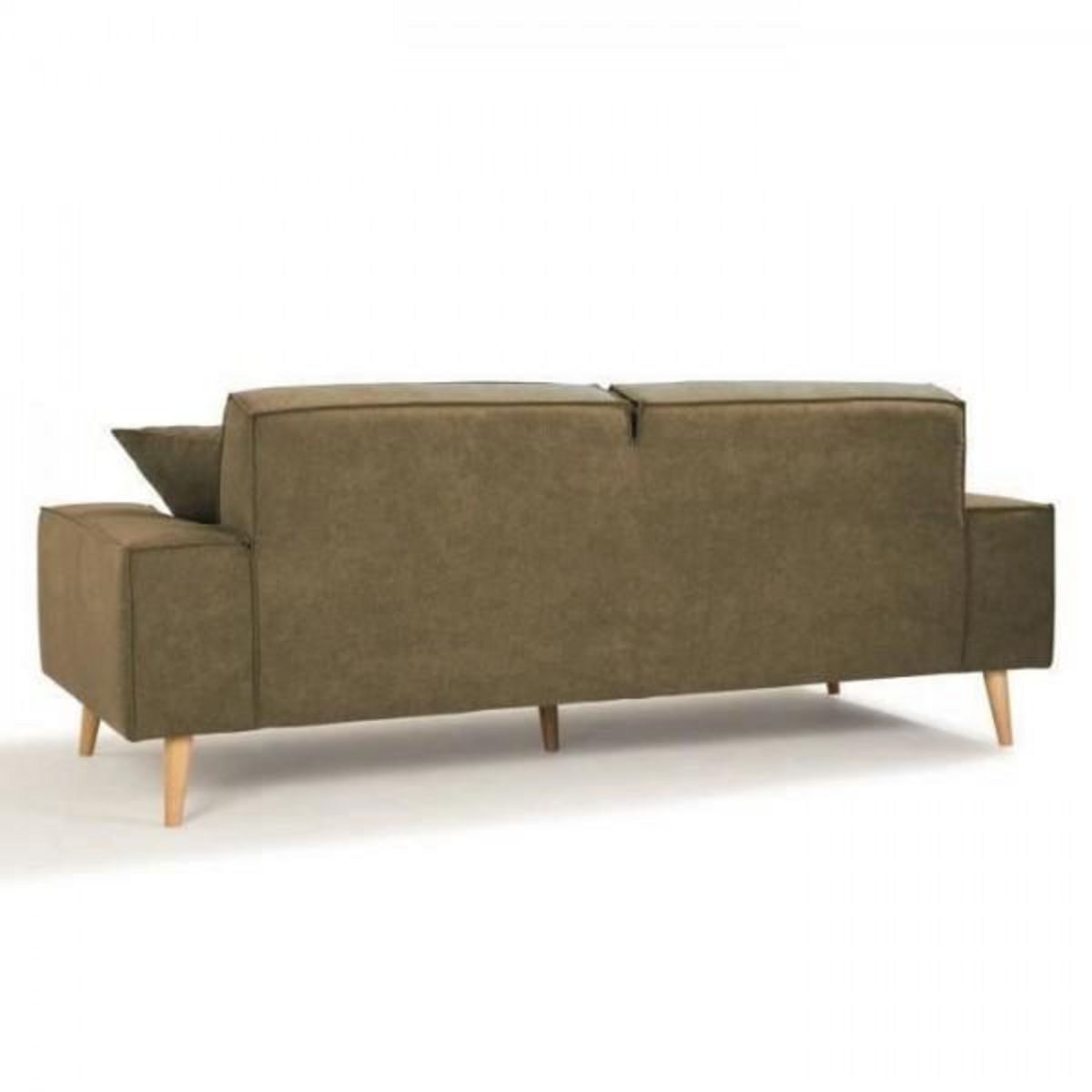 MARKET24 Hexagone - Canapé droit 3 places - Tissu Olive - L 216 x P 90 x H 80 cm - Gustave