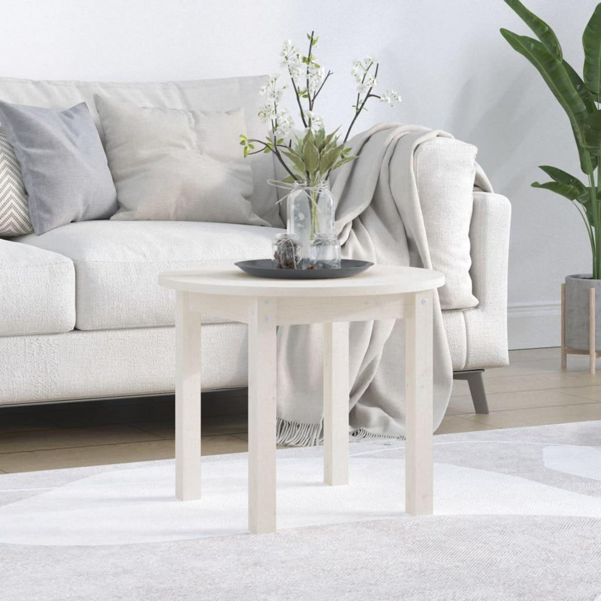 VIDAXL Table basse Blanc Ø 55x45 cm Bois massif de pin