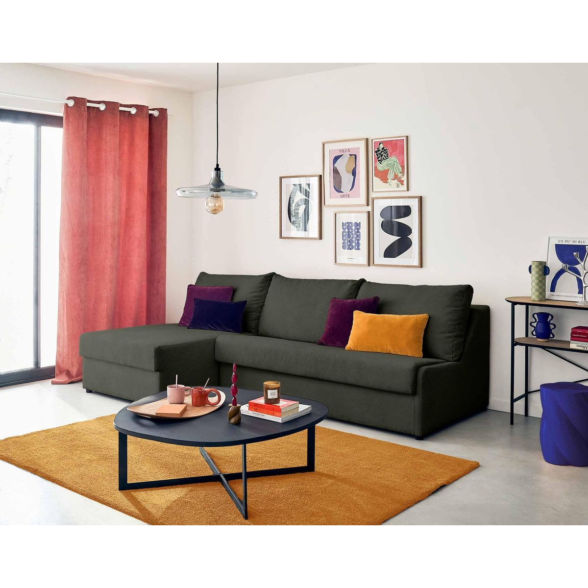 LISA DESIGN Palmira - canapé d'angle gauche - 4 places - convertible couchage quotidien - matelas 14 cm - en velours côtelé