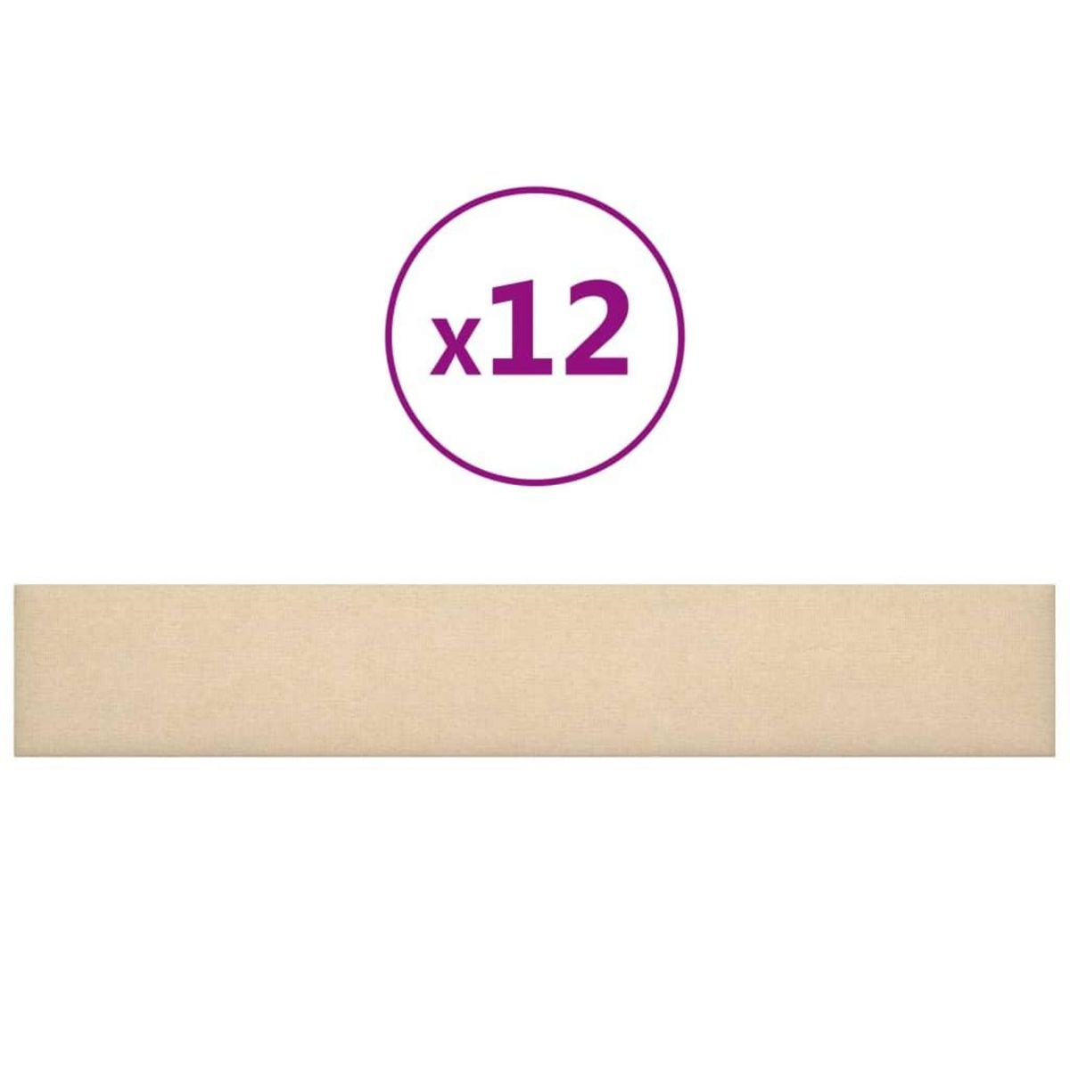 VIDAXL Panneaux muraux 12 pcs Creme 90x15 cm Tissu 1,62 m²