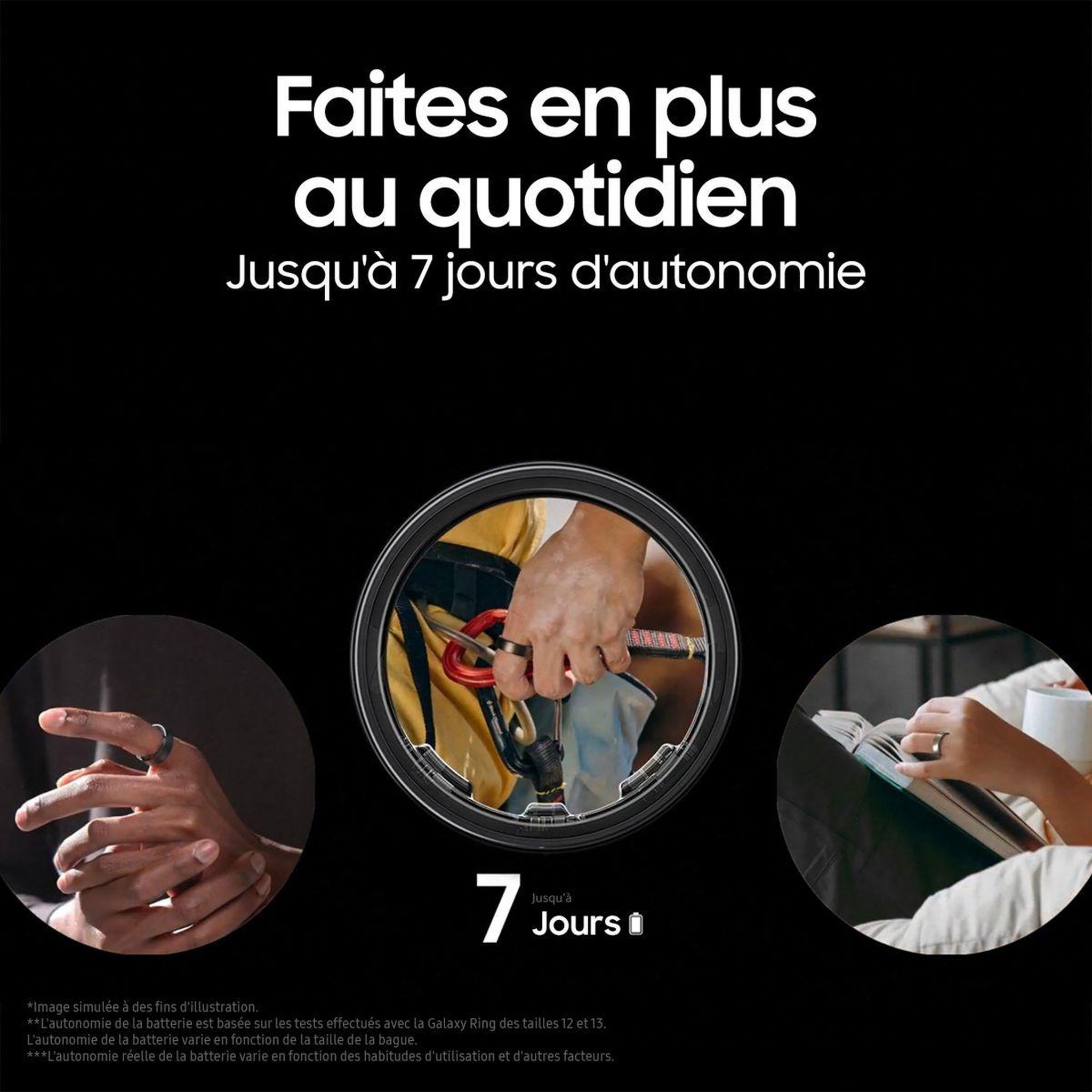 Voir la diapositive 5 : Samsung Bagues connectées Ring taille 7 Noir