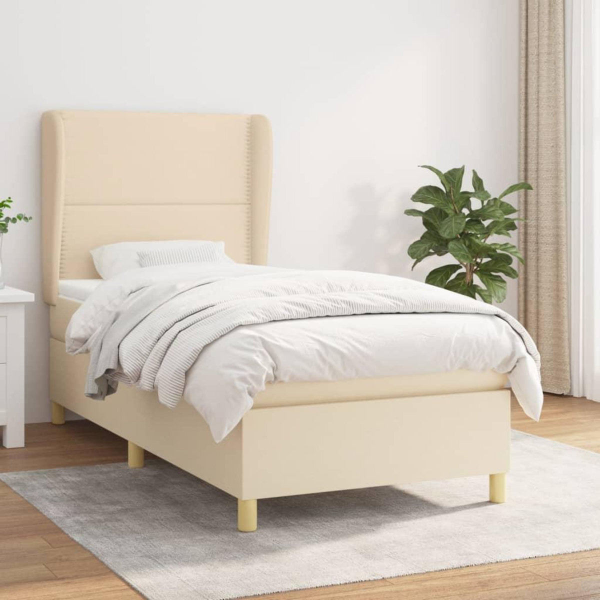 VIDAXL Sommier a lattes de lit avec matelas Creme 80x200 cm Tissu