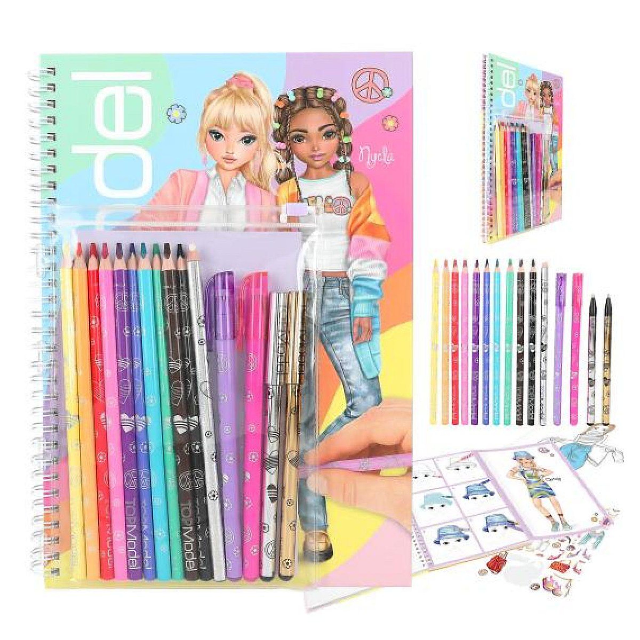 TOP MODEL Topmodel album à colorier avec set crayons