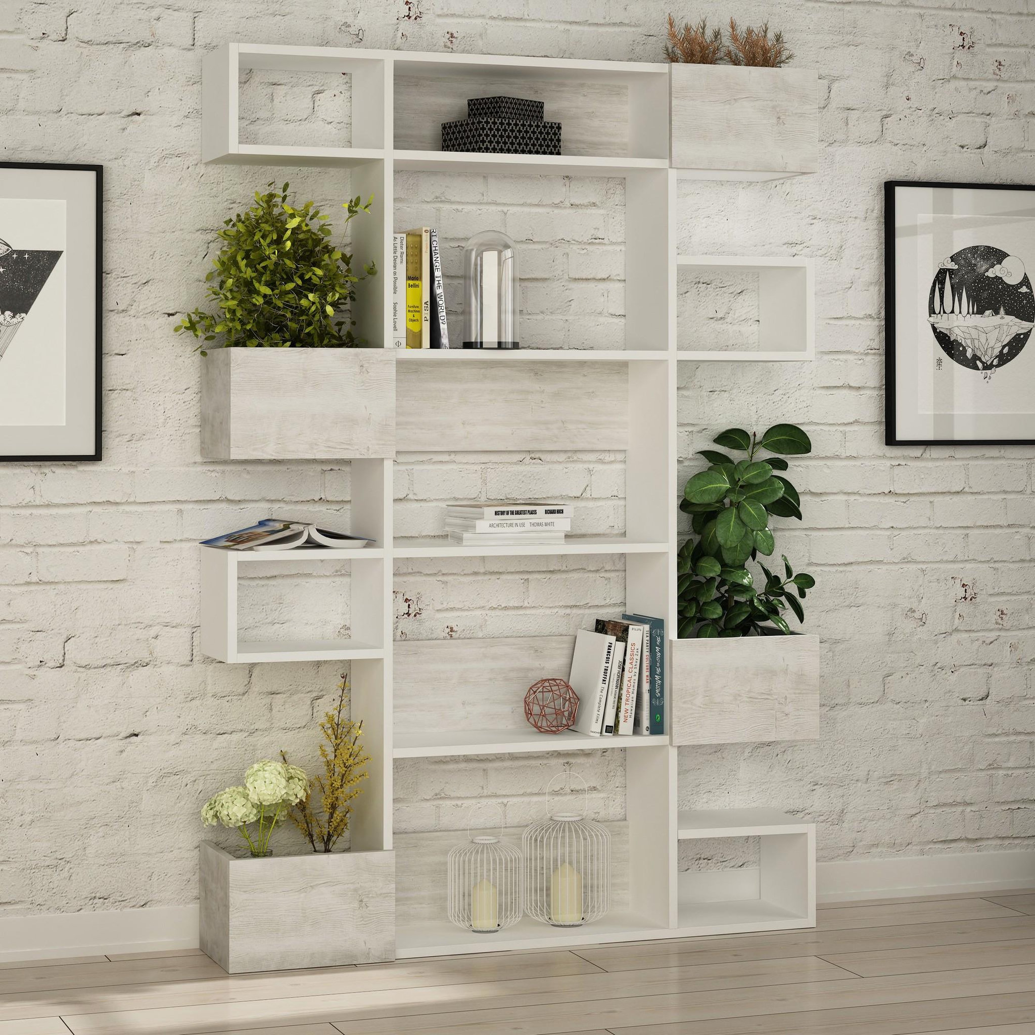 Voir la diapositive 2 : Habitat et Jardin Bibliothèque en bois  niho  120 x 27 x 171 cm - blanc