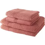 today lot de 2 serviettes de bain 50x100 cm + 2 draps de bain 70x130 cm terracotta 100% coton