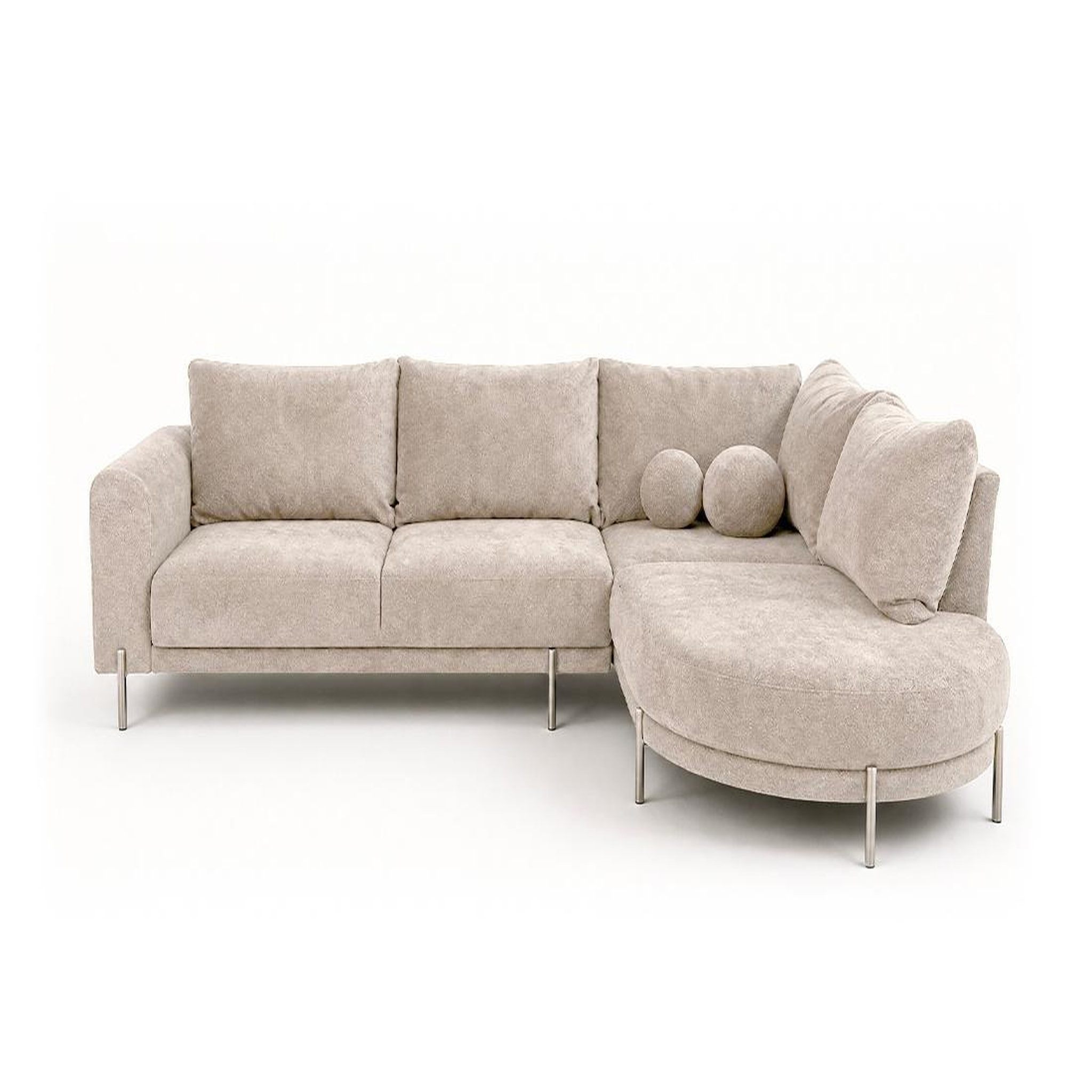 BEST MOBILIER Gabin - canapé d'angle droit 5 places en velours texturé. Coloris disponibles : Beige, Vert, Bleu, Gris, Orange, Marron