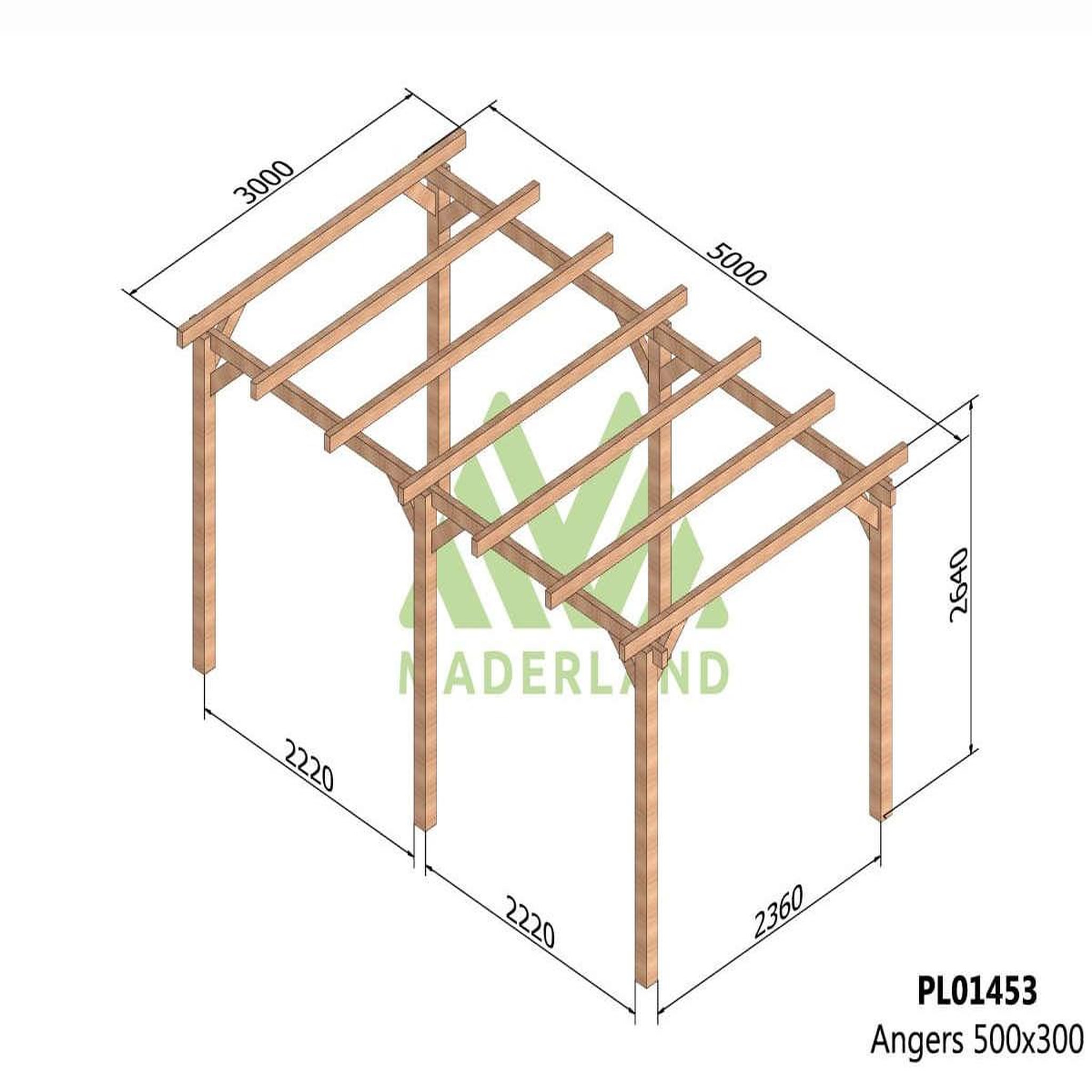 Voir la diapositive 2 : JARDIDECO Pergola en bois lamellé-collé angers 500 x 300 cm - maderland