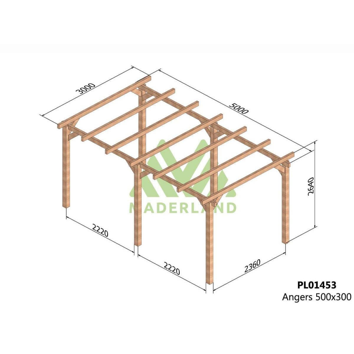 JARDIDECO Pergola en bois lamellé-collé Angers 500 x 300 cm - Maderland