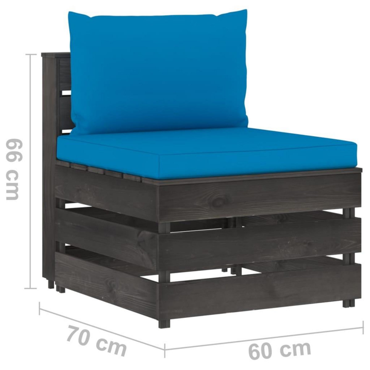 VIDAXL Canape central sectionnel avec coussins Bois impregne de gris