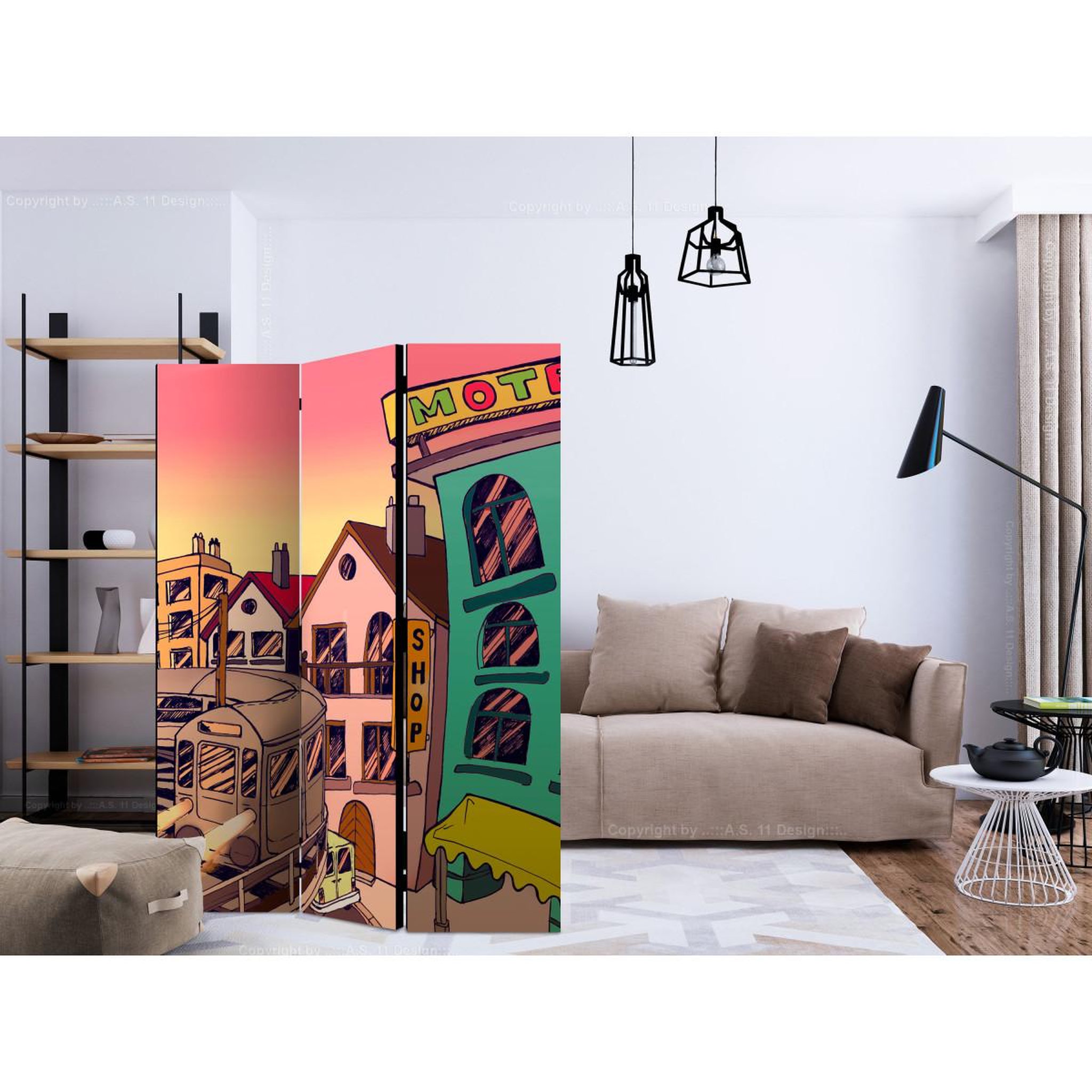 Voir la diapositive 2 : Paris Prix Paravent 3 volets  morning in a city  135x172cm