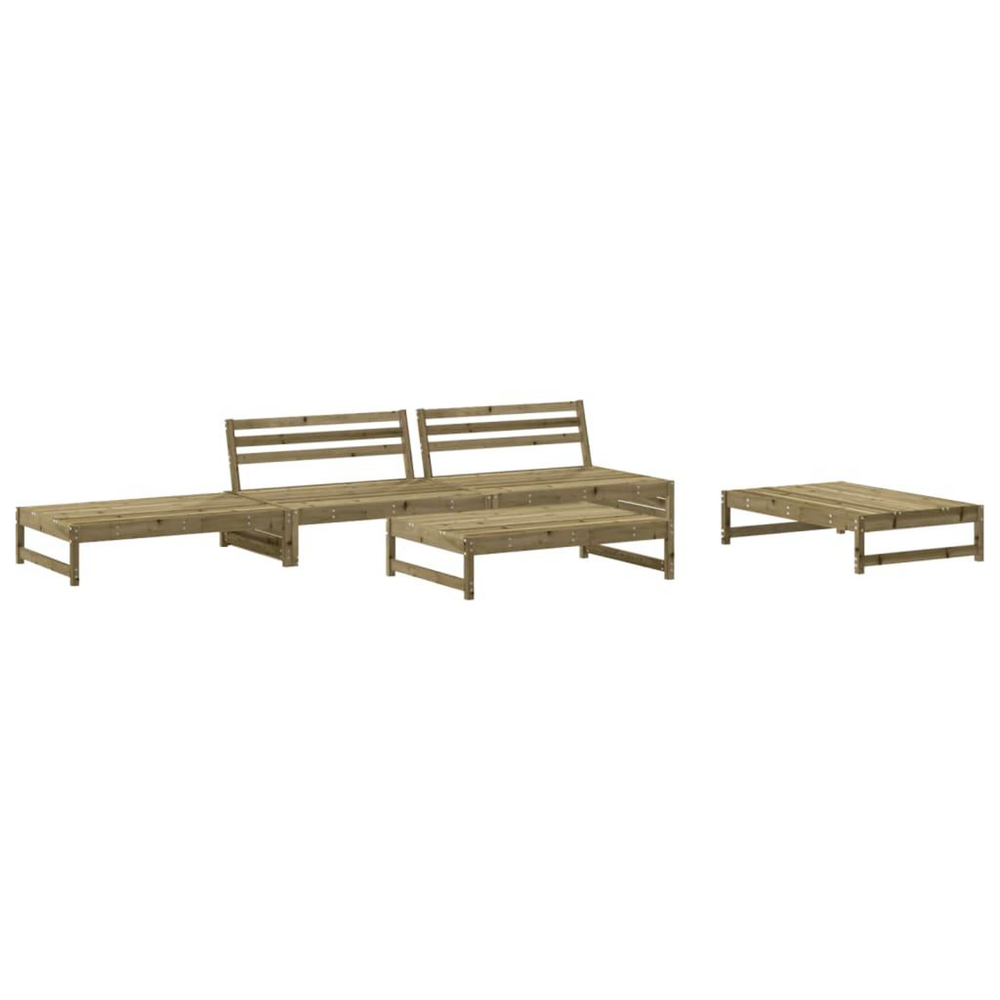 Voir la diapositive 3 : VIDAXL Salon de jardin 5 pcs avec coussins bois de pin impregne