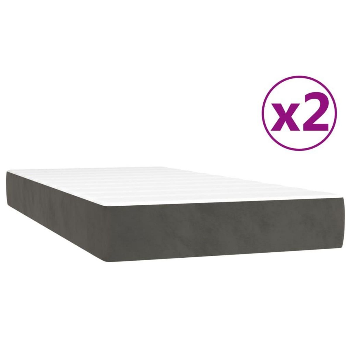 VIDAXL Sommier a lattes de lit et matelas Gris fonce 200x200cm Velours