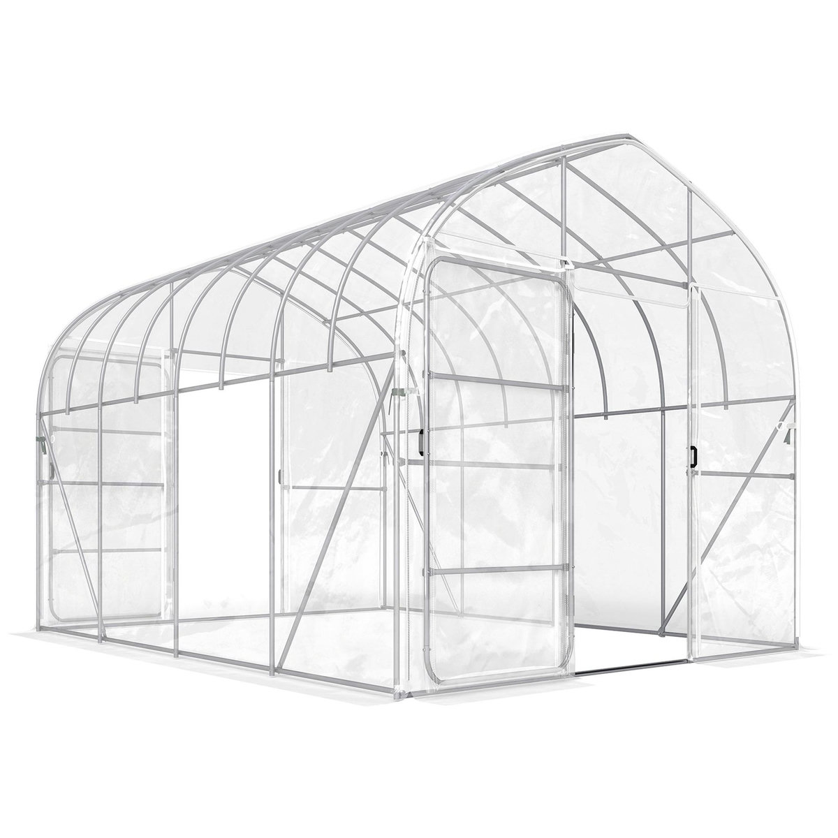 OUTSUNNY Serre tunnel jardin 12 m² - 2 portes - acier galvanisé - bâche transparente