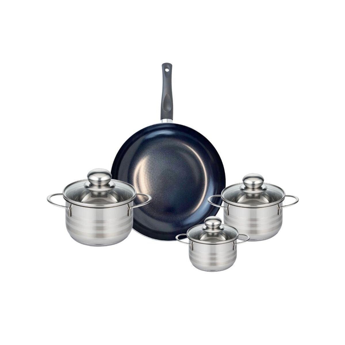 ELO Ensemble de 1 Poêle de cuisson 28 cm et 3 faitouts 12, 14 et 16 cm Elo Prima Brillant