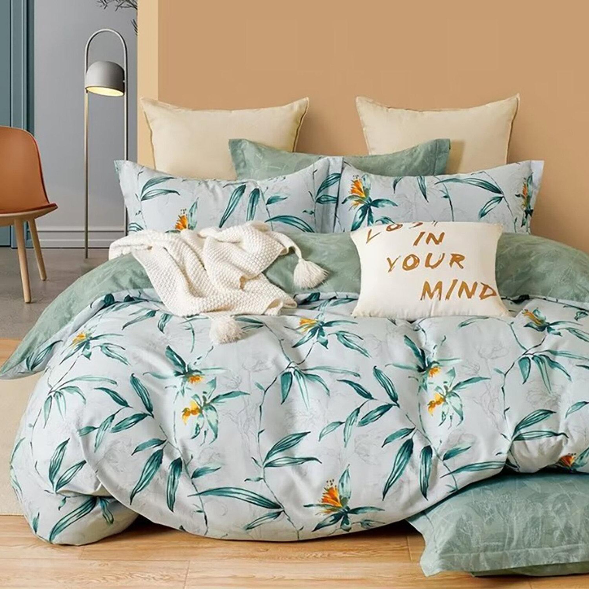 Voir la diapositive 2 : Home collection Parure housse de couette en polycoton Loucine