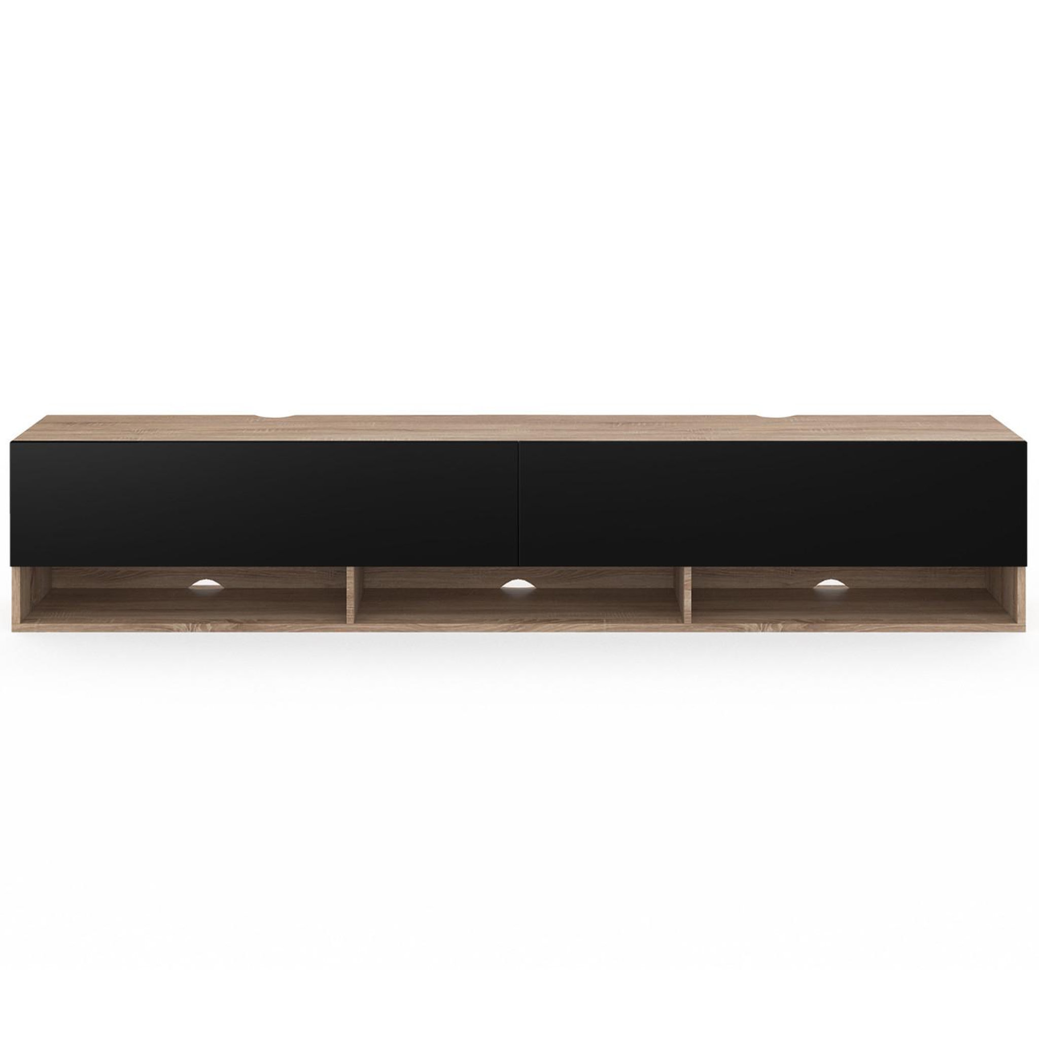 Voir la diapositive 3 : ID MARKET Meuble tv 180 cm suspendu elio 2 portes avec étagère bois et noir