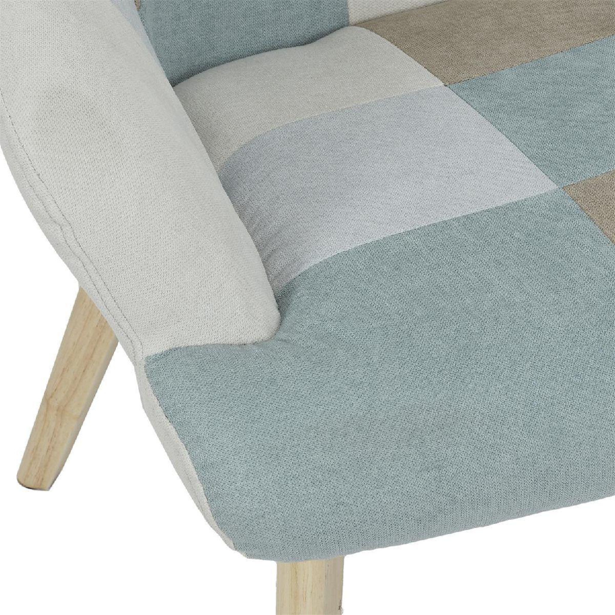 Voir la diapositive 4 : The Home Deco Factory Fauteuil Patchwork  Helsinki  99cm Bleu
