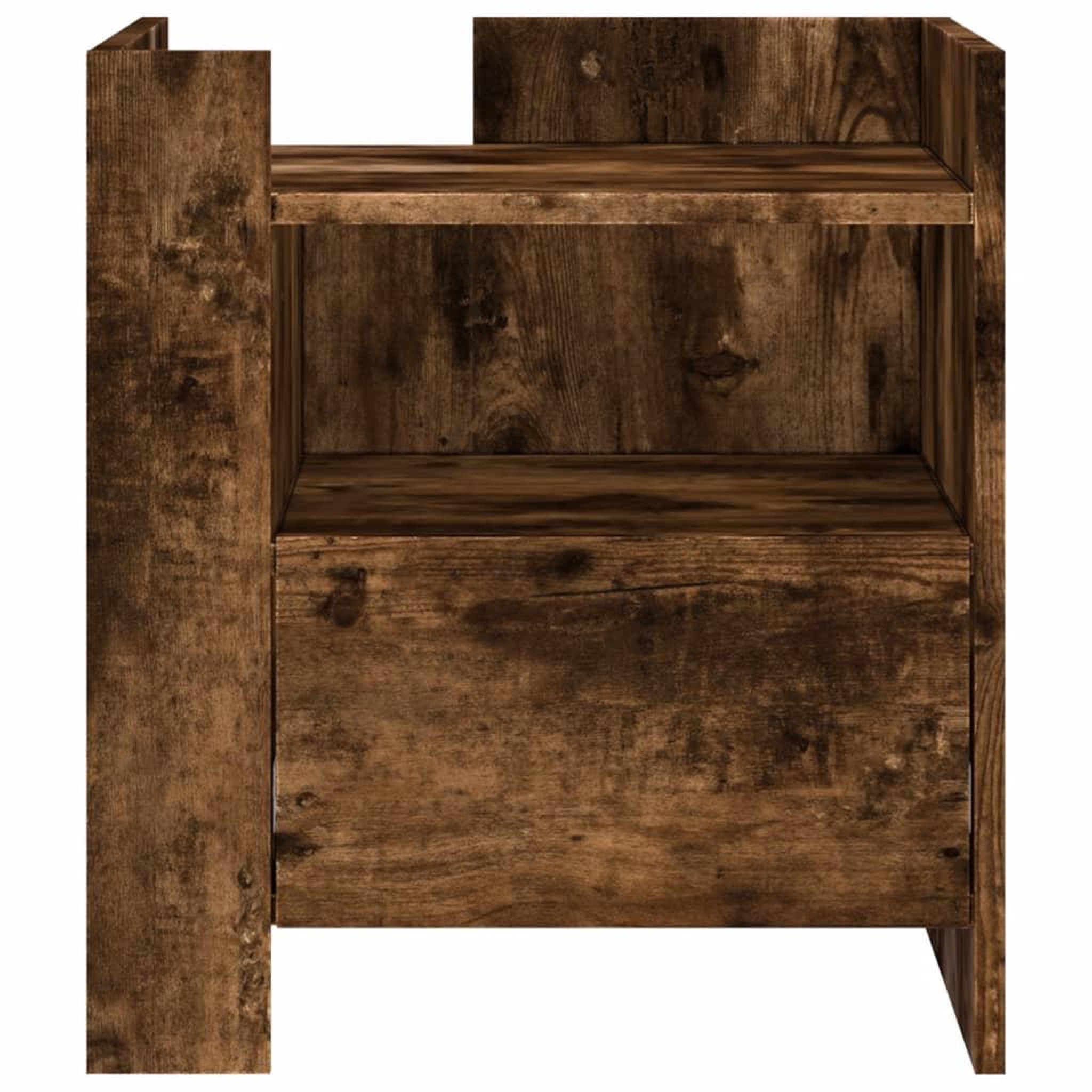 Voir la diapositive 4 : VIDAXL Table de chevet chene fume 45x50x50 cm bois d'ingenierie