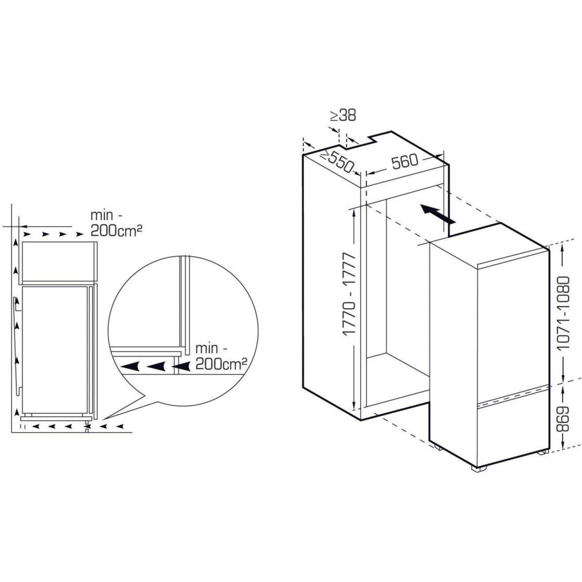SCHNEIDER Réfrigérateur combiné encastrable SCRCS249FE