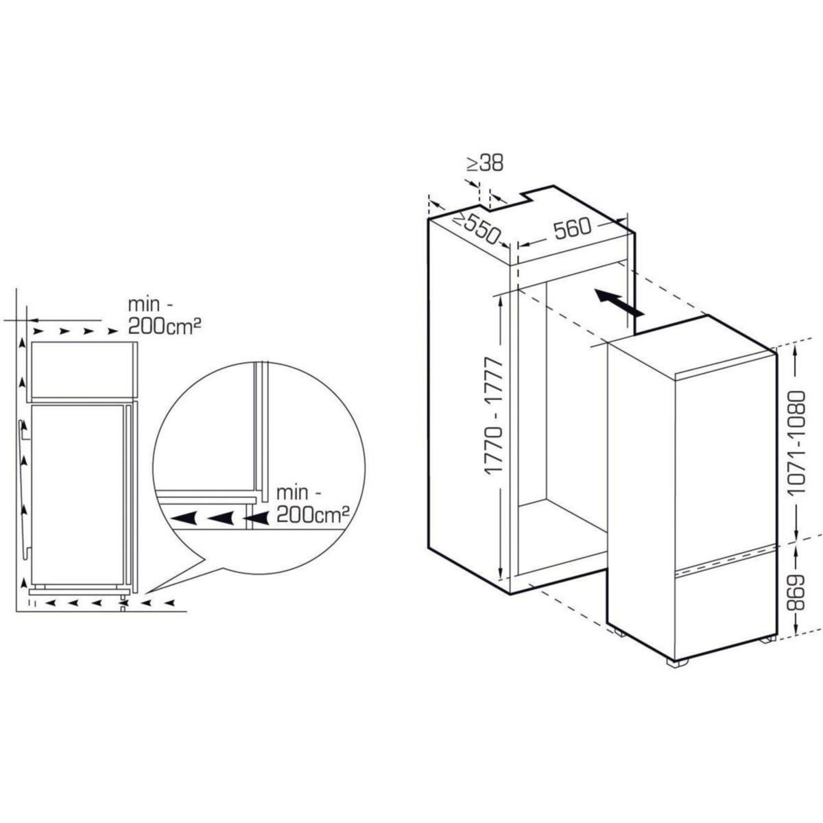 SCHNEIDER Réfrigérateur combiné encastrable SCRCS249FE