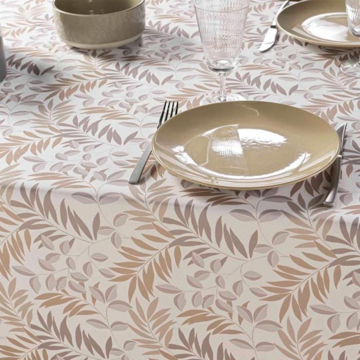 Paris Prix Nappe Antitache Imprimé  Nedelia  145x240cm Naturel