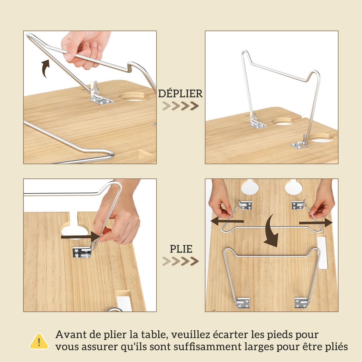 OUTSUNNY Panier de pique-nique en osier ensemble panier pique-nique 4 personnes avec petite table et accessoires