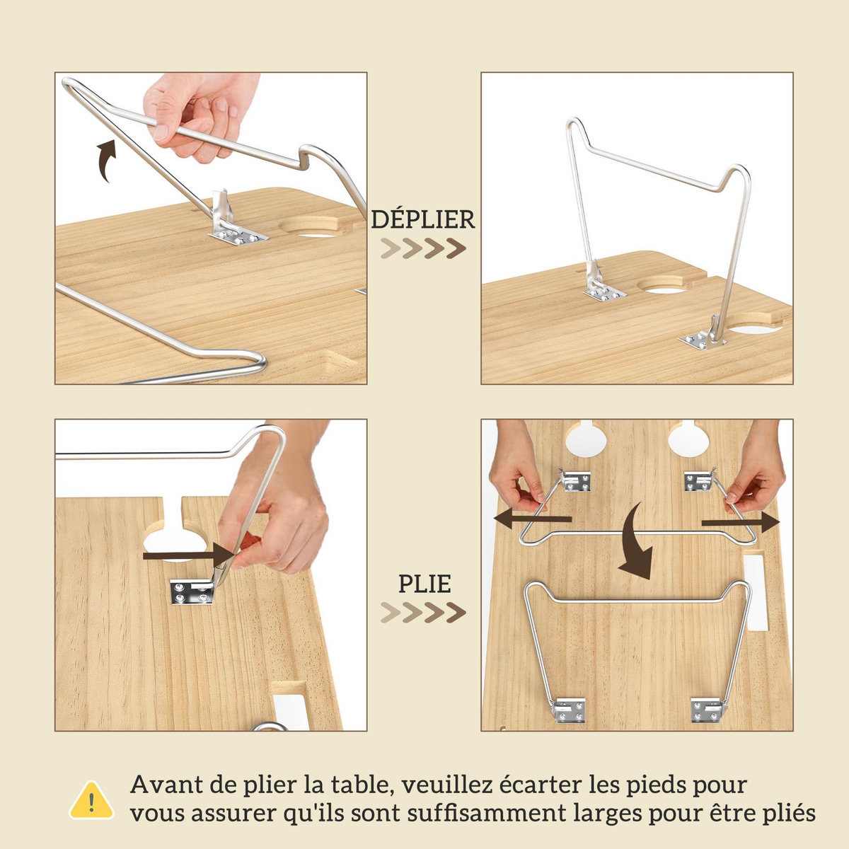 OUTSUNNY Panier de pique-nique en osier ensemble panier pique-nique 4 personnes avec petite table et accessoires
