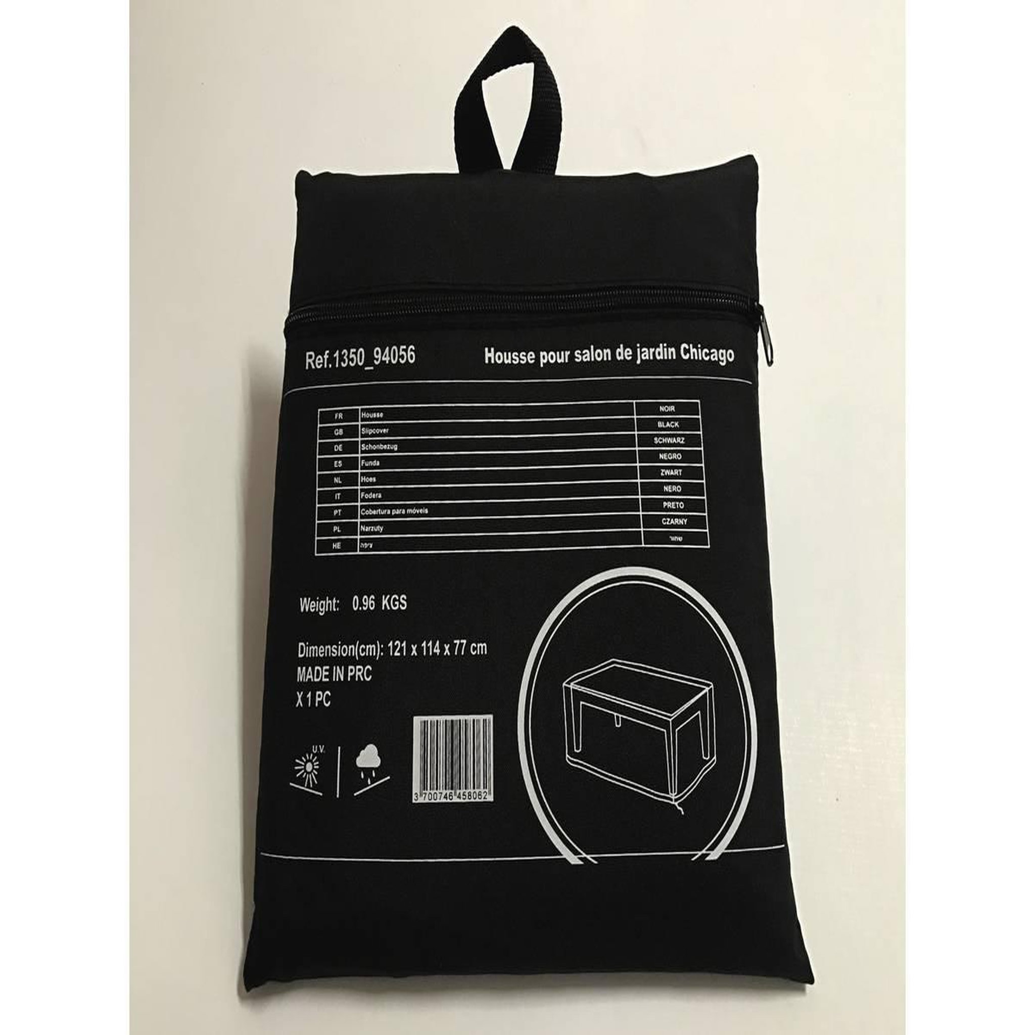 Voir la diapositive 3 : Habitat et Jardin Housse de protection pour salon de jardin - 121 x 114 x 77 cm - noir