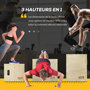 Voir la diapositive 4 : HOMCOM Box jump - box de pliométrie - boite de saut - 3 hauteurs 40/35/30H cm - charge max. 120 Kg - bois de hêtre
