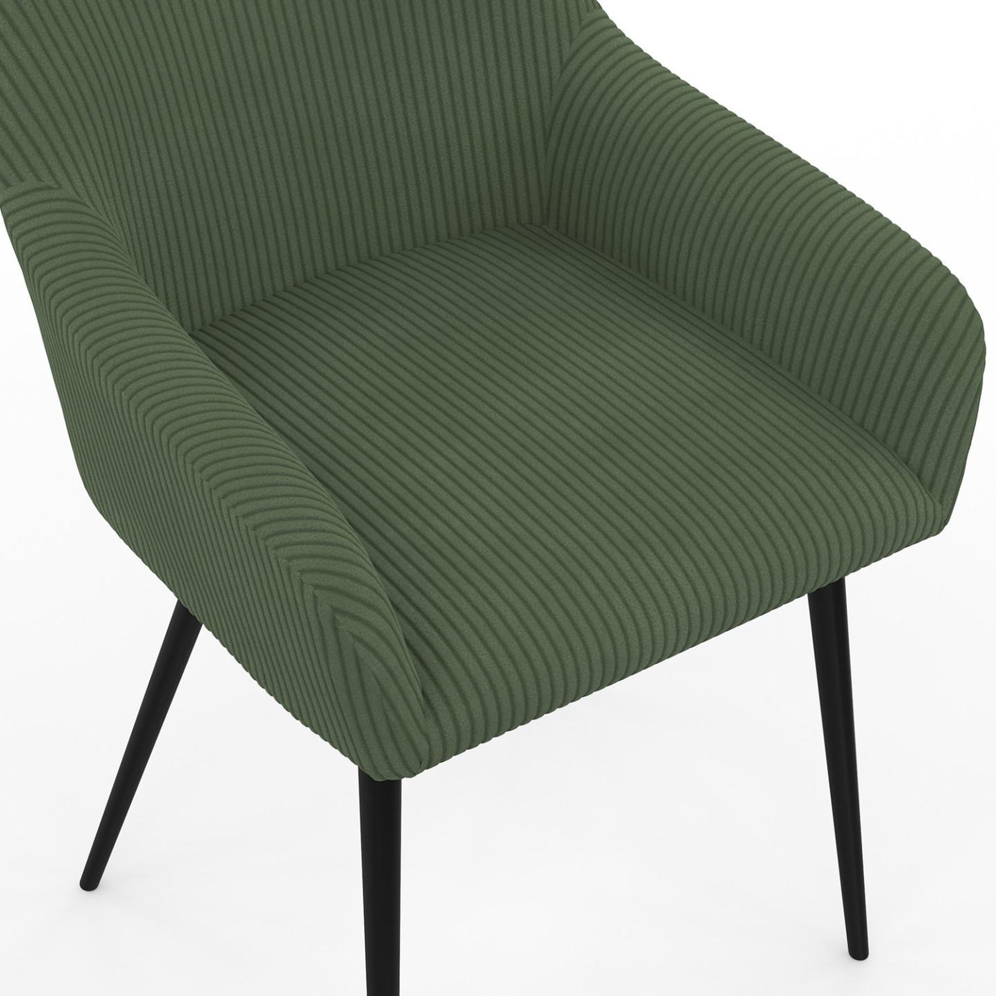 Voir la diapositive 6 : ID MARKET Lot de 2 chaises de salle à manger, fauteuils de table jany en velours côtelé vert kaki