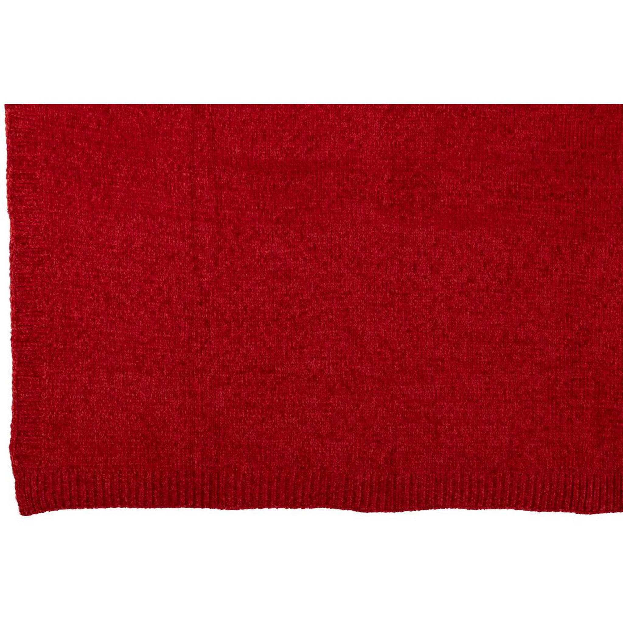 Voir la diapositive 3 : J-LINE Plaid uni chenille  bradly  130x170cm rouge