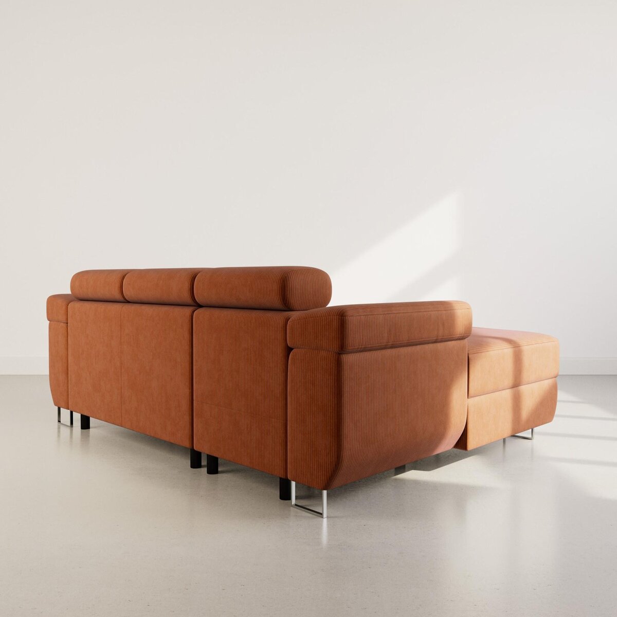 BEST MOBILIER Pablo - canapé d'angle gauche - 6 places - convertible avec coffre et têtières réglables - en velours côtelé