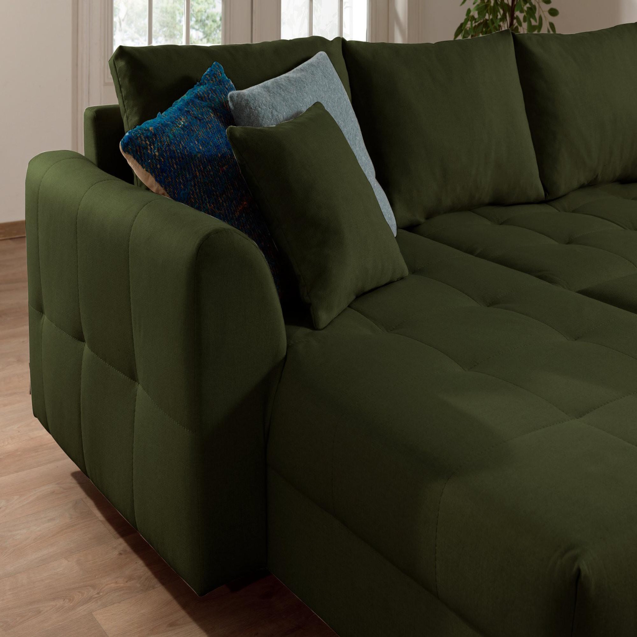 Voir la diapositive 5 : LISA DESIGN Rune - canapé panoramique - avec pouf d'appoint - 7 places - style scandinave - droit