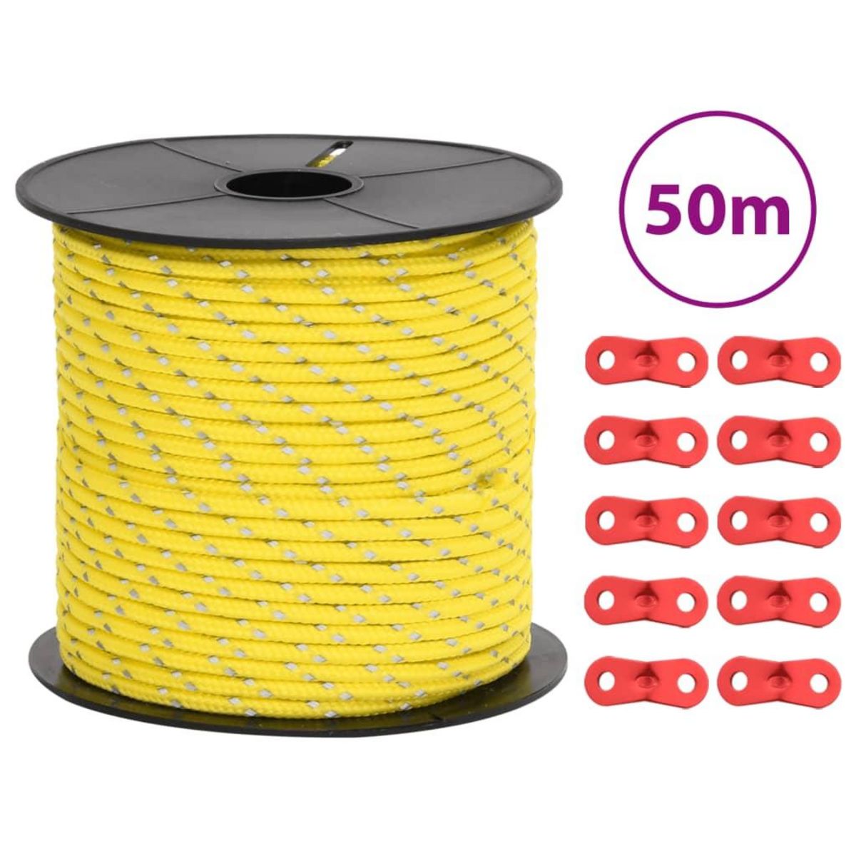 VIDAXL Corde de haubanage de tente avec bandes reflechissantes et cles