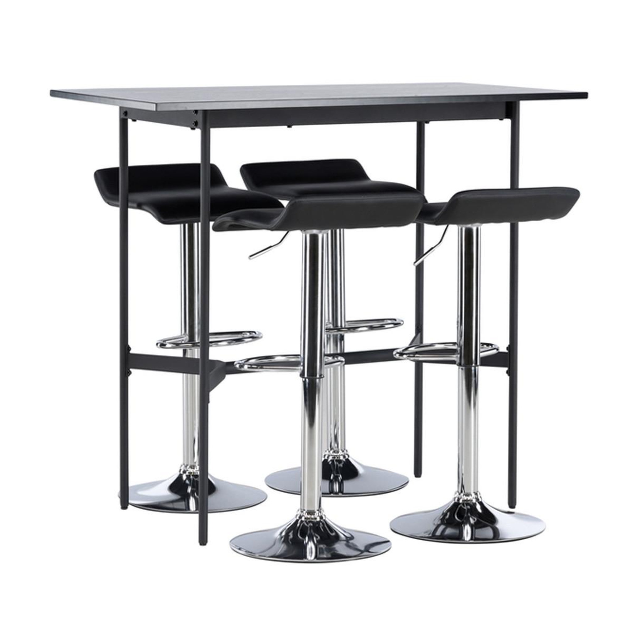 Paris Prix Ensemble Table de Bar & 4 Tabourets  Rax & Jonna  120cm Noir