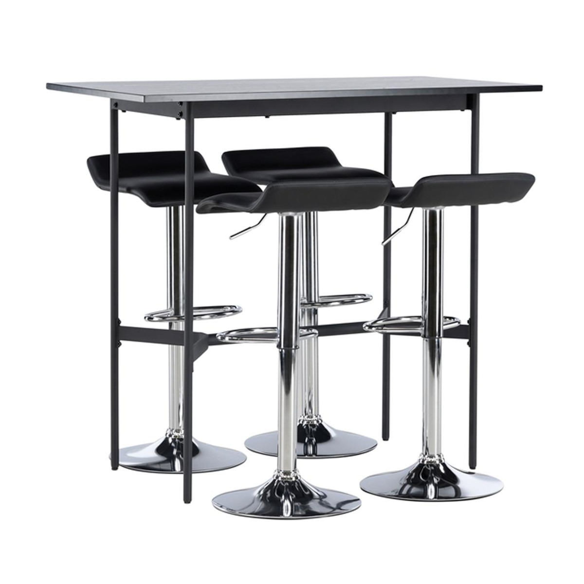 Paris Prix Ensemble Table de Bar & 4 Tabourets  Rax & Jonna  120cm Noir