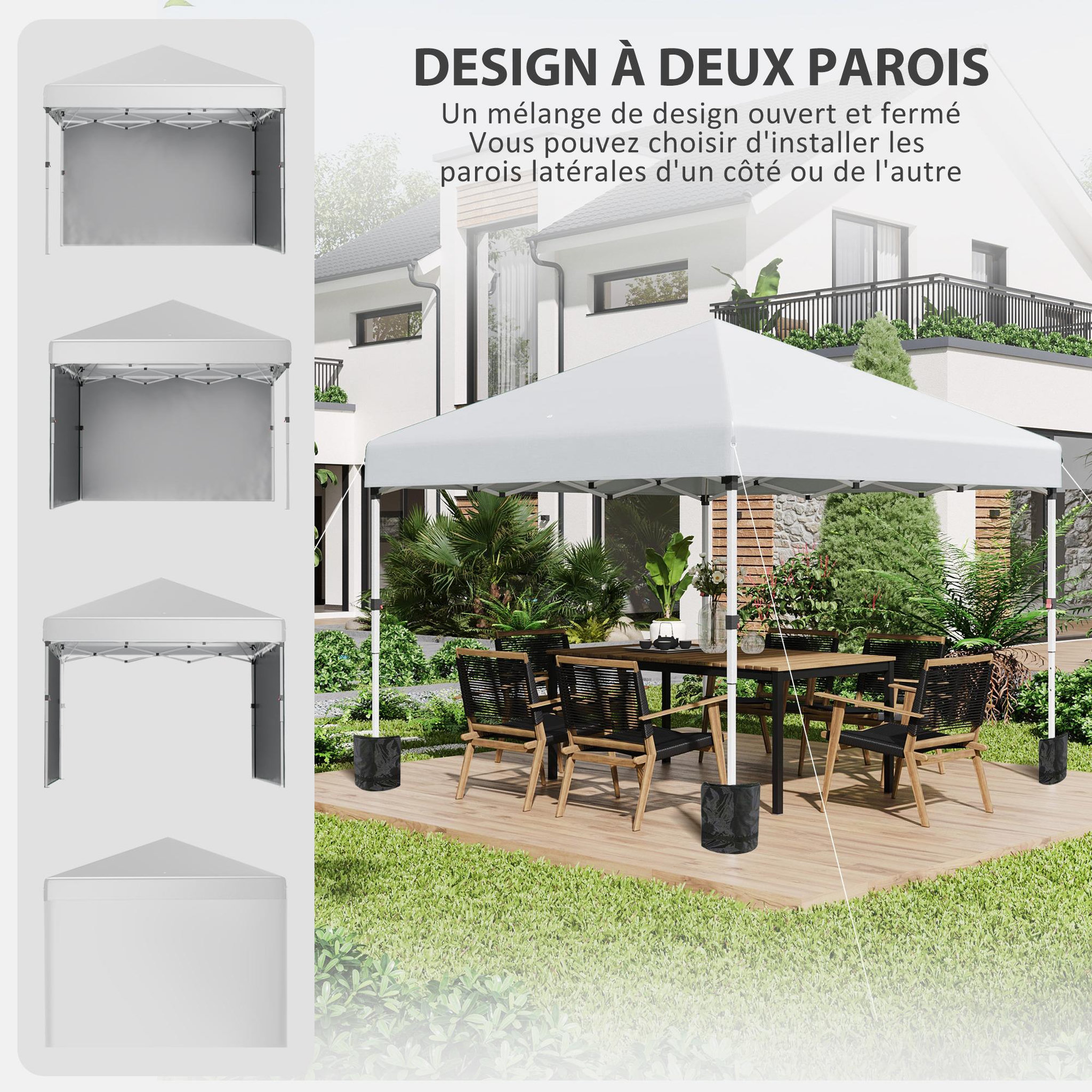 Voir la diapositive 4 : OUTSUNNY Tonnelle barnum pop-up UV 30+ lestage sac transport inclus gris